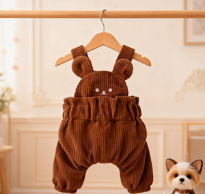 Ropa para Mascotas: Trajes <span class=keywords><strong>de</strong></span> una Pieza Adorables para <span class=keywords><strong>Perros</strong></span> Pequeños y Gatos. Pantalones <span class=keywords><strong>de</strong></span> pana con cinturón, Pantalones con cinturón con estampado <span class=keywords><strong>de</strong></span> oso. Venta al por mayor. - Product Image 2