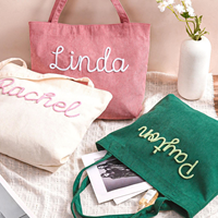 Nouveau sac fourre-tout en velours côtelé uni grande capacité, sac fourre-tout personnalisé à motif lettres, promotion