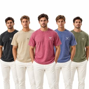 Wholesale Oversized Acid Wash 100% Cotton Knitted <b>T</b>-<b>Shirts</b> Light Weight Breathable Quick Dry Eco Friendly <b>Shirts</b> - Product Image 2