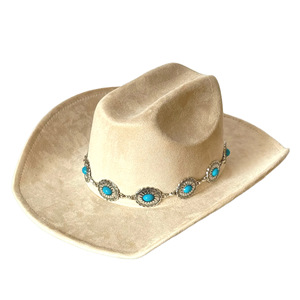2026 New Arrival Vintage Suede Cowboy <strong>Hat</strong> with Turquoise Concho Band Unisex Outdoor - Product Image 2