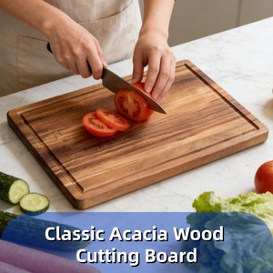 Planche à découper en bois d'<span class=keywords><strong>acacia</strong></span> de qualité supérieure, classique, pour comptoir de cuisine, qualité alimentaire, pour servir des amuse-gueules artisanaux avec style - Product Image 2