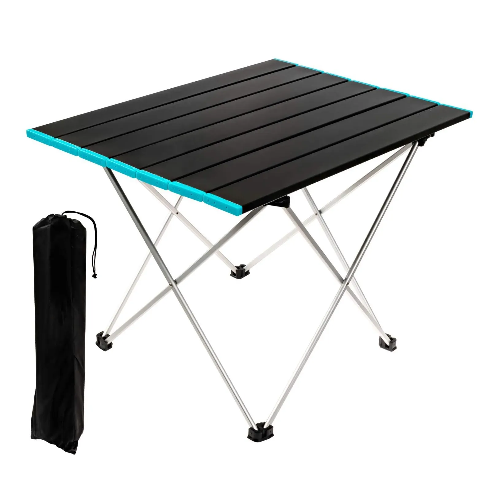 Черный легкий портативный складной стол, алюминиевый стол для кемпинга и пикника, складной с сумкой для улицы, походов, пешего туризма, походов