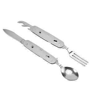 Nouveau gros Camping couteau fourchette cuillère ensemble en acier inoxydable multi-fonction pliant <span class=keywords><strong>couverts</strong></span> ensemble <span class=keywords><strong>3</strong></span> en 1 pique-nique vaisselle extérieure - Product Image 1