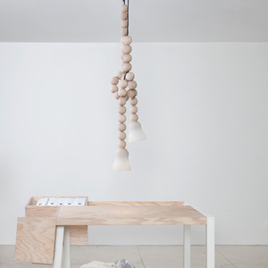 Wooden Pendant Light With Beads And Bell Shades Single <b>Head</b> LED Home Decor Nordic <b>Style</b> Zen Inspired Design - Product Image 2