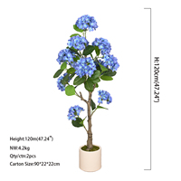 Plante d'hortensia artificielle en pot, arbre fleuri réaliste, décoration de salon, ornement d'intérieur, fausse verdure