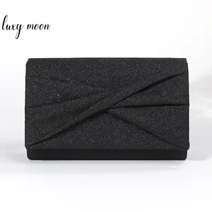 Graceful Glitter Pleated Black Evening Bag New Clutch Dinner Bag Clutch Purse For Women NE328