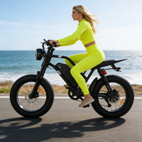 Vélo Électrique Rétro de Plage à Pneus Larges 20 Pouces, 1000W Lithium, Double Suspension, Style Vintage, Prix de Gros, Stock US