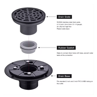 Aida 115mm Bonde de sol de douche pour salle de bain, grille à motif, amovible, en acier inoxydable SUS 304 de qualité alimentaire, noir moderne intelligent