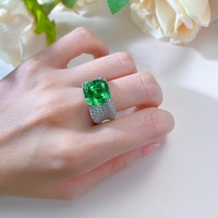 Bague en argent Sterling 925 Tsavorite coussin coupe quatre griffes réglage femmes anneaux de mariage de mariée pour la fête