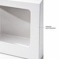 Boîte en papier pliable blanche avec fenêtre transparente en PET, boîte cadeau carrée en kraft vierge pour bougie, savon, cosmétique, petit cadeau, impression de logo personnalisée