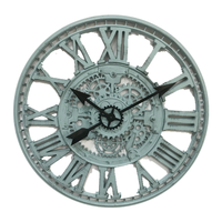 Vente chaude Grande Taille Forme Ronde Squelette Décoratif Chiffres Romains Ferme Horloge Murale Rustique