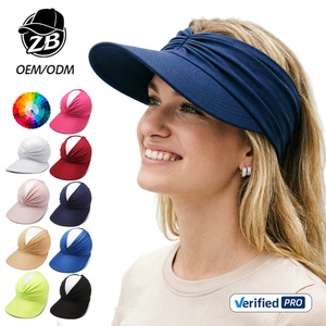 Casquette de sport tendance à visière ouverte plissée pour femme, respirante, protection UV, logo personnalisé, large bord, pour queue de cheval - Product Image 1