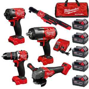 Kit d'outils électriques sans fil <span class=keywords><strong>Milwaukee</strong></span>, clé à cliquet, clé à chocs, tournevis, outils industriels, <span class=keywords><strong>M18</strong></span> sans balais, ensemble d'outils 11 en 1 - Product Image 1
