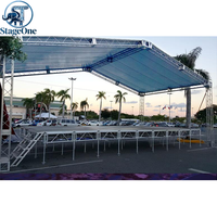 Ensemble complet de scène modulaire avec escaliers, garde-corps et plinthes pour concerts et festivals