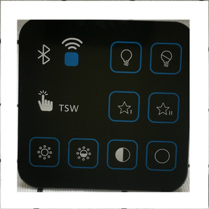 Customized Dimmable Touch Control Tempered Glass Panel Black Silk Screen Printing