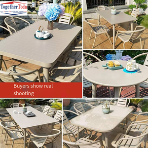 Modern Outdoor Courtyard <b>Garden</b> Aluminum Alloy Table Terrace Balcony champagne Aluminum Alloy Leisure Tables and <b>Chairs</b> - Product Image 3