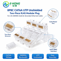Connecteur modulaire RJ45 CAT6A UTP en deux parties 8P8C 23-24AWG pour câble Ethernet rigide et toronné