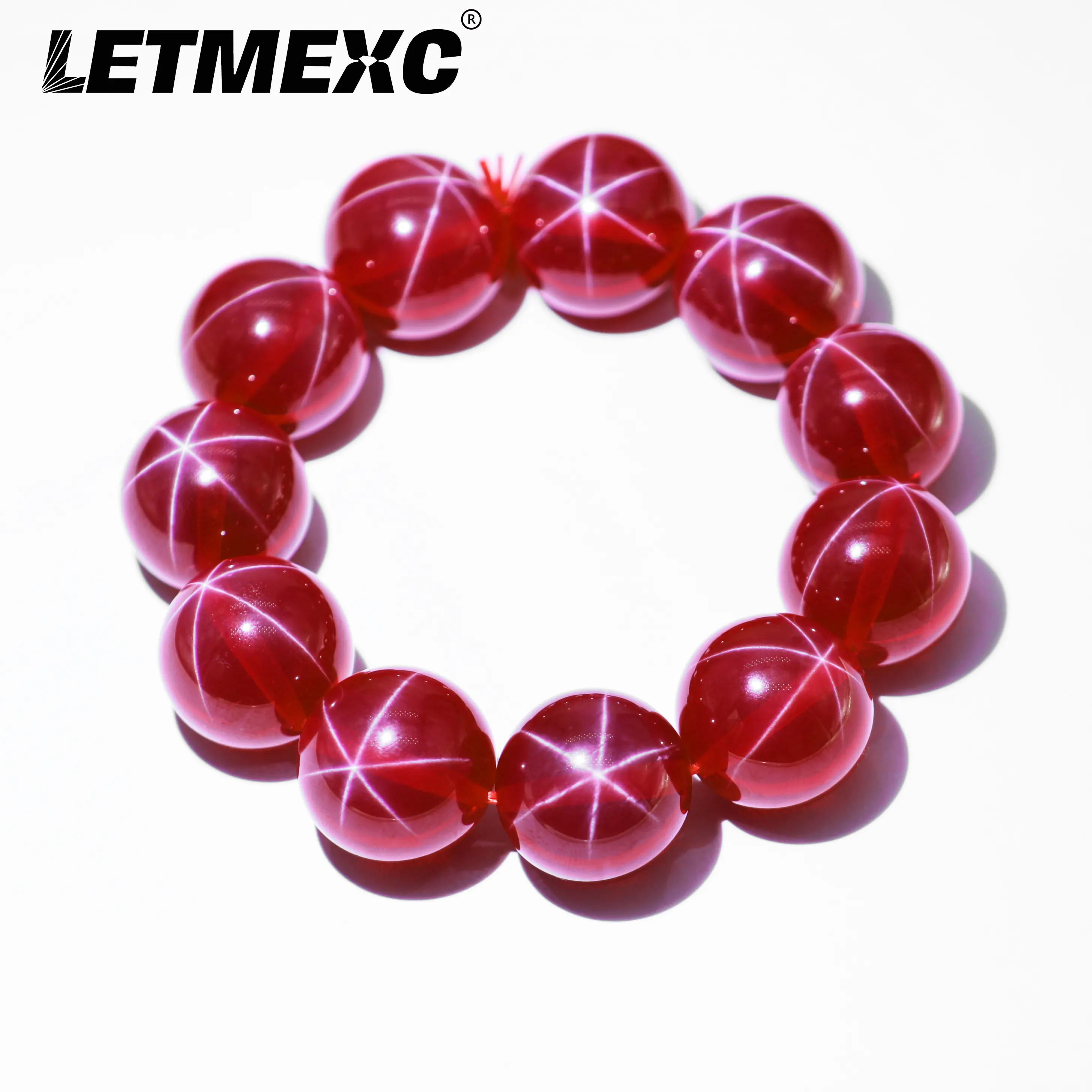 LETMEXC Lab Created Round Ball Beads Red Ruby Stone Synthetic Star Ruby Gem Price Loose Gemstone For Jewelry Wax Casting