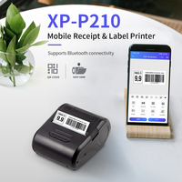 Imprimante mobile mini Xprinter XP-P210 d'usine, 2 pouces, 58 mm, portable pour les autocollants avec BT, sans encre, imprimante portable