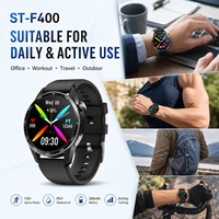 Jam Tangan Pintar ST F400 Sport Unisex Pelacak Kebugaran Pemantau Tidur Kompas Tali Logam IP67 Layar Sentuh Penuh Pengisian Daya Cepat