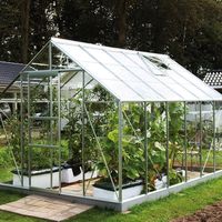 Grande serre de jardin moderne avec structure métallique et verre trempé - Protection écologique des plantes d'extérieur pour la maison