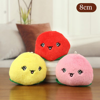 Porte-clés poupée pêche colorée en peluche de 8 cm, rembourrée en coton PP, jouet doux et mignon en forme de fruit, breloque de sac, cadeau pour enfants, vente en gros