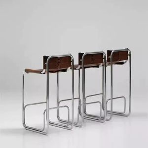 <span class=keywords><strong>Chaise</strong></span> <span class=keywords><strong>de</strong></span> salle à manger moderne en métal, style nordique, tabouret <span class=keywords><strong>de</strong></span> bar à dossier haut sans accoudoirs, <span class=keywords><strong>chaise</strong></span> d'îlot rembourrée en acier inoxydable, fabriquée en Chine - Product Image 2