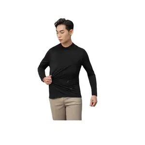 Necked Ribbed Jersey Fabric Sleeve Knitted Weaving Method Round Type Regularfit Breathable Quality NASTS-005 Men's Long Shirt