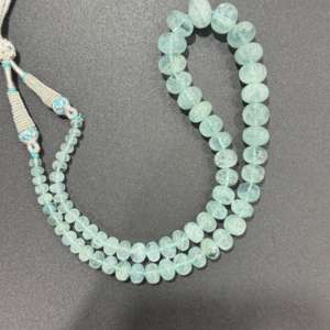 Beau collier de pierres précieuses aigue-marine perles de Rondel lisses aigue-marine transparentes de haute qualité perles de pierres précieuses aigue-marine - Product Image 3