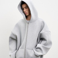 Sweat-shirts à capuche zippés surdimensionnés en coton épais 450 g/m² avec broderie 3D personnalisée et couche d'air