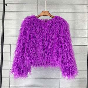 Wholesale <strong>Clothes</strong> Purple Faux Fur Hooded Coat - Product Image 3