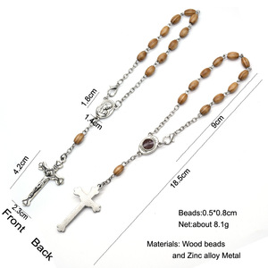 <span class=keywords><strong>Pulseras</strong></span> de Rosario Católicas Hechas a Mano, Mini Crucifijo, Cuentas de Oración, Cuentas de Madera Unisex <span class=keywords><strong>para</strong></span> <span class=keywords><strong>Bautizo</strong></span> Religioso - Product Image 2