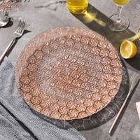 Nouvelle conception Assiettes de présentation en verre dorées de 13 pouces pour événements et fêtes, en forme de rose, pour mariage, vente en gros