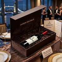 Caja de Vino de Papel Rígido Marrón Personalizada con Forro de Terciopelo e Inserto de Espuma Personalizado para Empaque de una Sola Botella de Vino Tinto