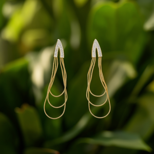 Fashion Drop Earrings PVD Gold Plated 316L Stainless Steel Sustainable Resistant Long Tassel Design - Product Image 3
