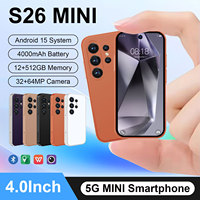 Teléfono S26 Mini Ultra Android 15 Desbloqueado 5G, Pantalla HD de 4 Pulgadas y 90Hz, Deca Core MTK 62XX, 16GB, 1TB, Cámara Dual IA de 108MP, Batería de 4000mAh, Reconocimiento Facial