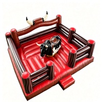 Château gonflable commercial en PVC Red Rodeo Mechanical Bull pour enfants
