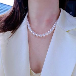 Giappone di lusso bianco 8-8.5mm naturale acqua salata Akoya collana di perle per le donne foro personalizzato per la creazione di gioielli - Product Image 6