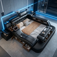 Lit de cinéma intelligent avec massage électrique, système de rangement dissimulé, projecteur, audio Bluetooth et cuir de qualité supérieure pour la vente en gros