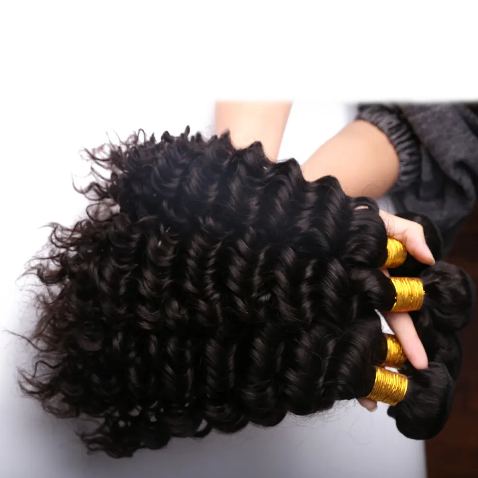 Brazilian Virgin Top Grade Factory Price Curly Human Hair Bundles and Lace Frontal Closure 2# Color