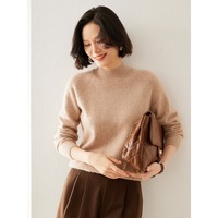 Sweater Kasmir Rajut Tebal Anti-Pilling Gaya Korea Kerah Turtleneck Lengan Reguler Wanita Musim Gugur Musim Dingin Terbaru
