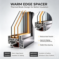 Usunk 8A Barra Espaciadora de Acero Inoxidable Compuesto de Borde Cálido con Rotura Térmica 0.38 W/mK, Unidades IGU Flexibles Insonorizadas para Ventanas de Ahorro Energético