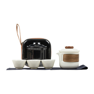 Guanlan Jade White Porcelain Travel <b>Tea</b> <b>Set</b> Portable Quick Cup Ceramic Teapot With Three Cups And Filter Inner Liner - Product Image 5