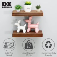 Rak Dinding Kayu Pinus Solid DX Designs Set 2 Buah, Rak Pajangan Kayu Rustic Tak Terlihat 12 Inci untuk Ruang Tamu Dapur