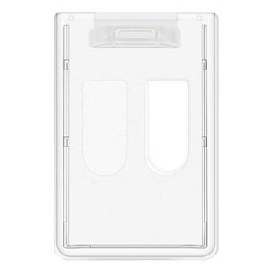 Protector de soporte de tarjeta de identificación de 2 tarjetas verticales transparentes duras con ranura para pulgar para enfermera de oficina y escuela - Product Image 2