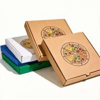 Boîte à pizza personnalisée en papier kraft blanc recyclable avec couvercle pliable et fermeture à rabat pour la livraison et l'emballage à emporter des restaurants