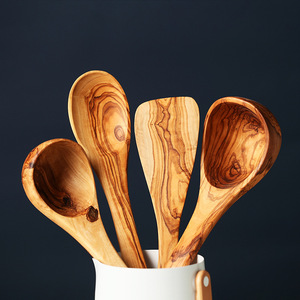 <span class=keywords><strong>Cuchara</strong></span> de madera de oliva para cocina, espátula de madera, cucharas para cocinar, utensilio de cocina antiadherente - Product Image 1