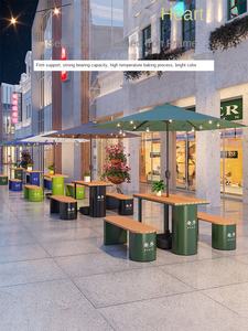 Conjunto de Mesa y Sillas Metálicas para Exteriores, Diseño Moderno y Simple, para Patio, Cafetería, Comedor, Muebles de Exterior Removibles - Product Image 5