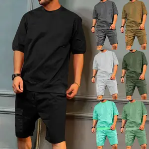 Conjunto de camiseta y pantalones cortos de entrenamiento para hombre, Camiseta y pantalón corto con bolsillo, informal, personalizado, de alta calidad