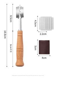 Couteau à grigner le pain au levain avec manche en bois et 5 lames – Outil de pâtissier pour grigner la pâte - Product Image 3